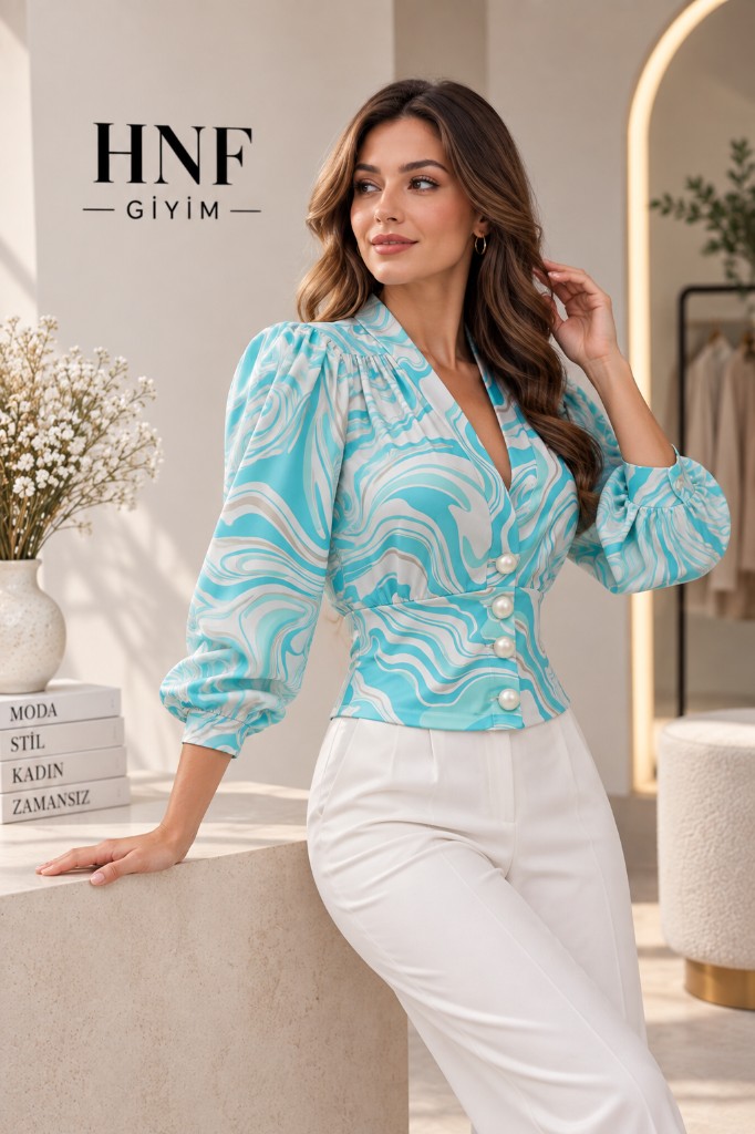 HNF GİYİM ÖNÜ DÜĞMELİ BLUZ