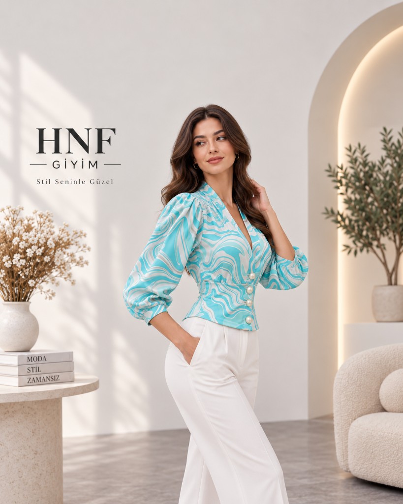 HNF GİYİM ÖNÜ DÜĞMELİ BLUZ