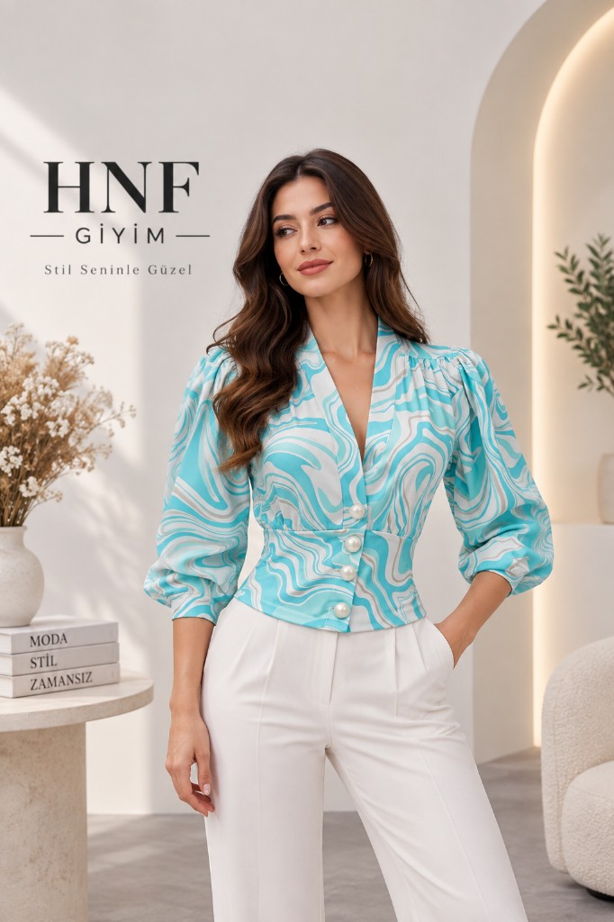 HNF GİYİM ÖNÜ DÜĞMELİ BLUZ